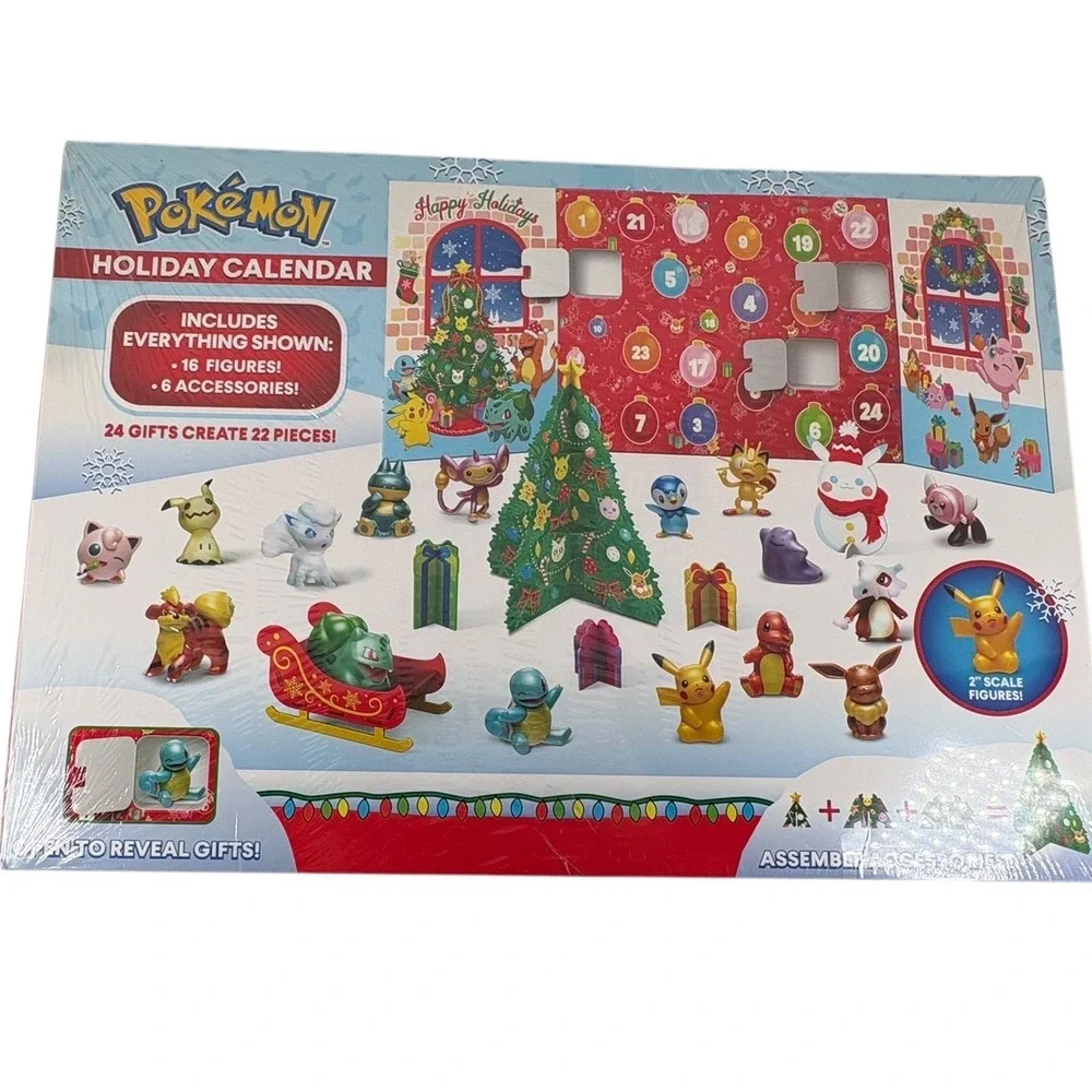 Pokemon Holiday Advent Calendar Kids OS Multi New 24 Gifts 16 Figures 6 Accs
